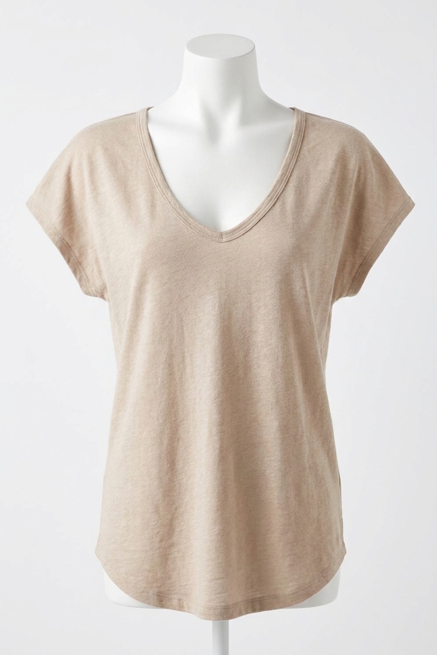NEW BE COOL jordan raw edge linen tee in natural